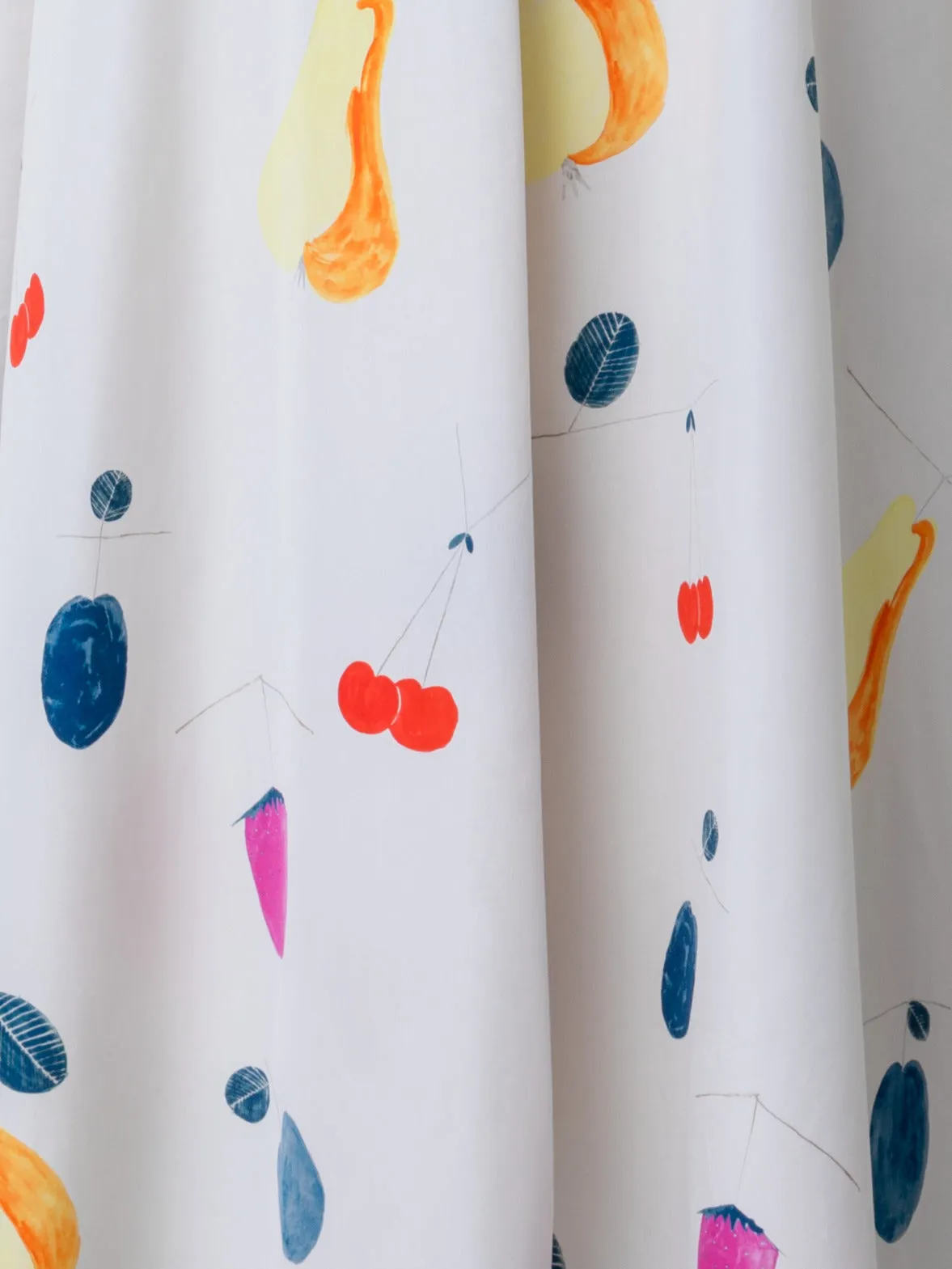 Chic Cotton Midi Dress with Vibrant Fruit Print