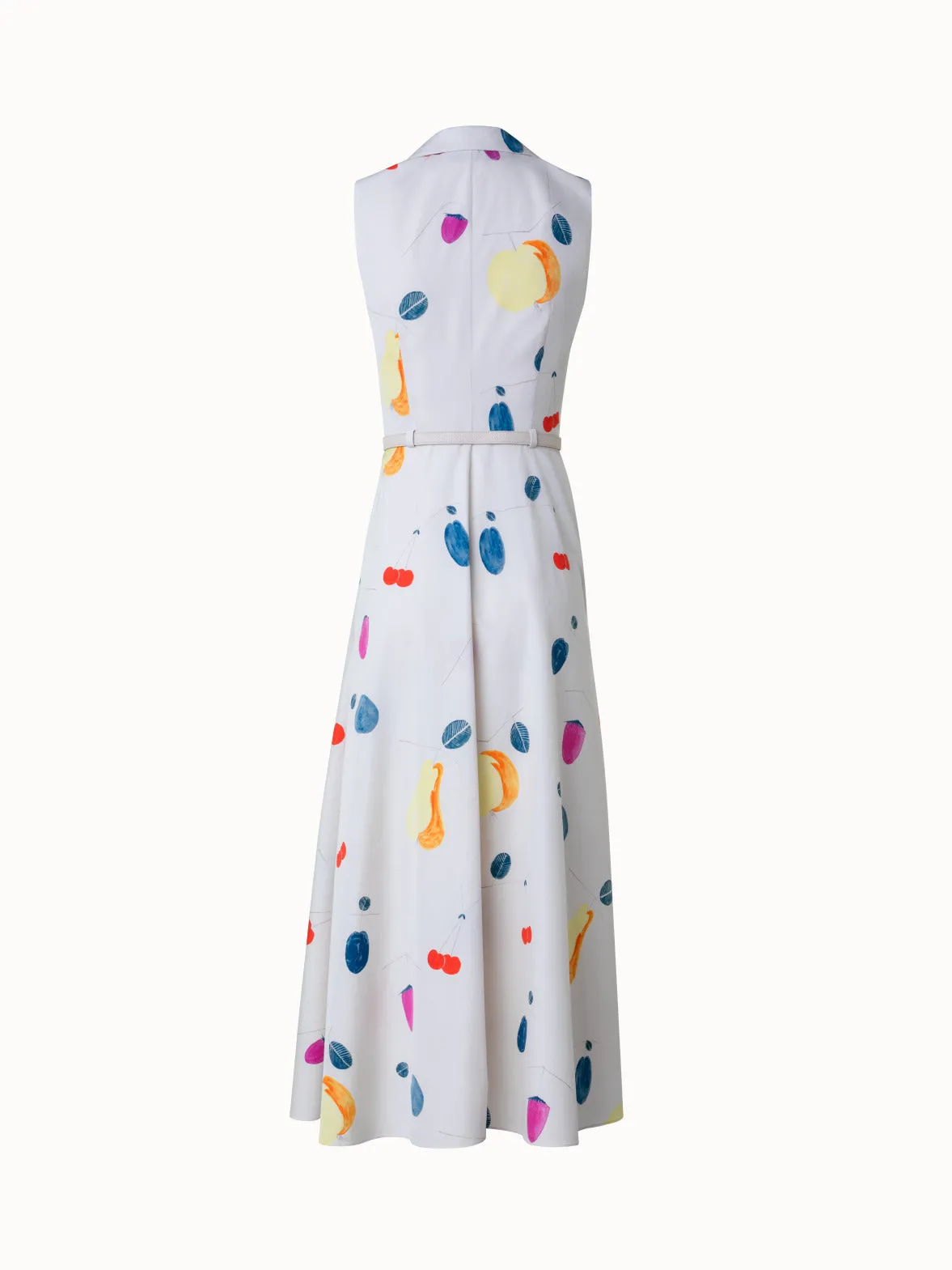 Chic Cotton Midi Dress with Vibrant Fruit Print