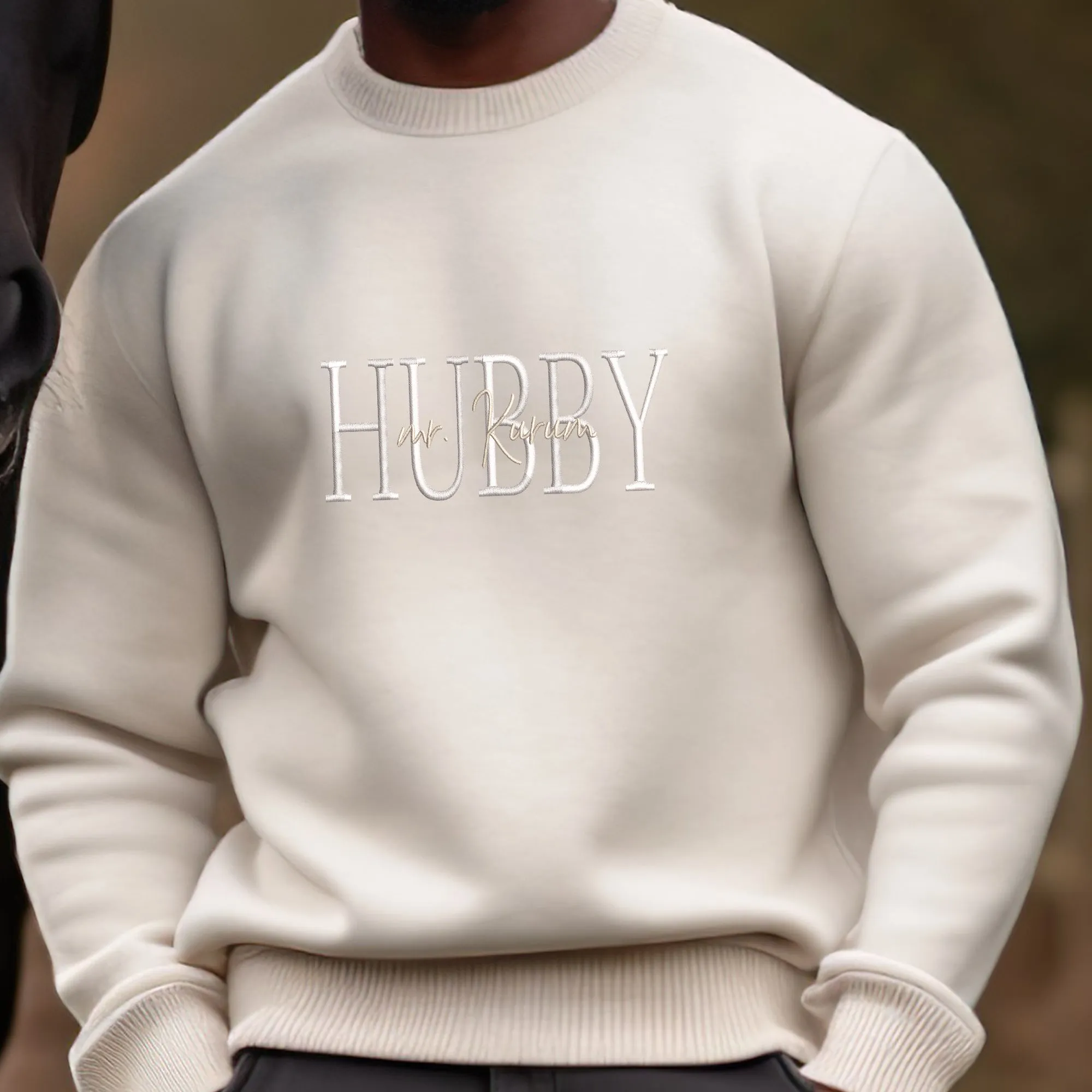 Custom Couple Matching Hubby and Wifey Embroidered Sweatshirt