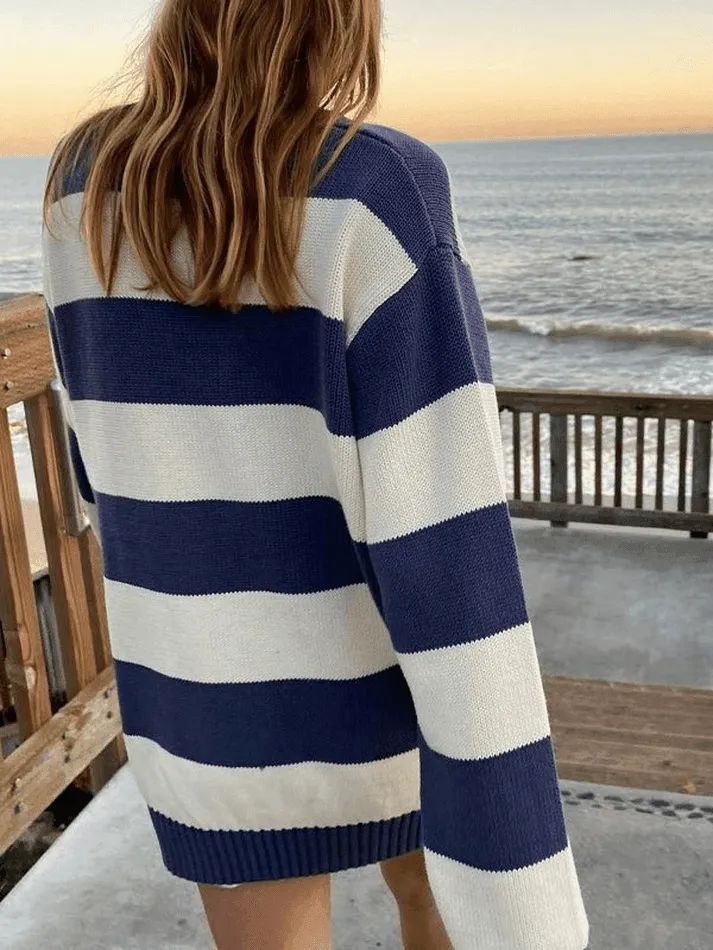 deanwangkt - Striped Crew Neck Knit Sweater