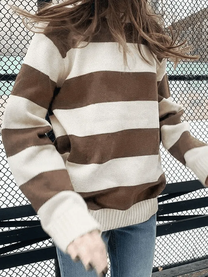 deanwangkt - Striped Crew Neck Knit Sweater