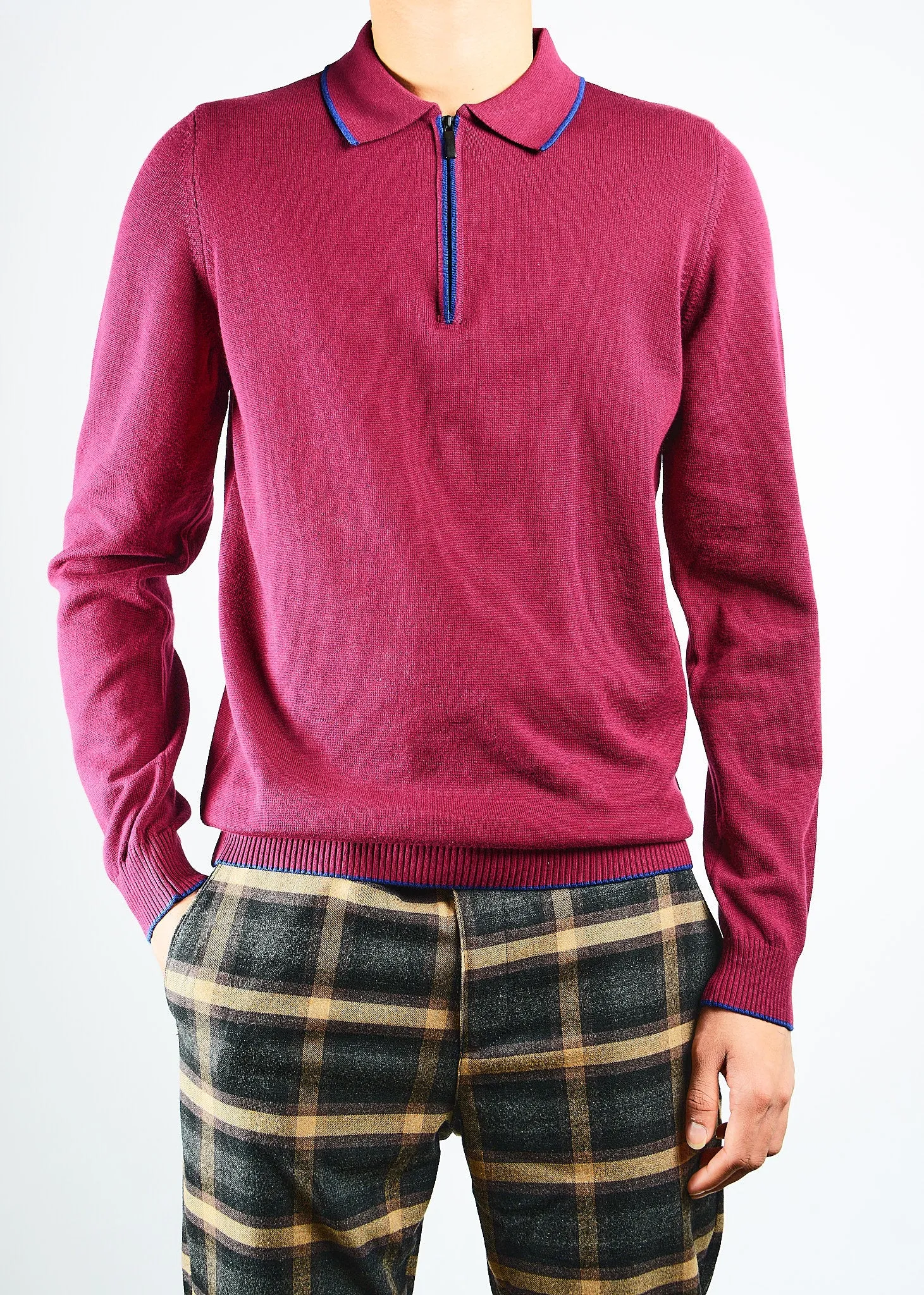 DT Tipped 1/4 Zip Polo Ls