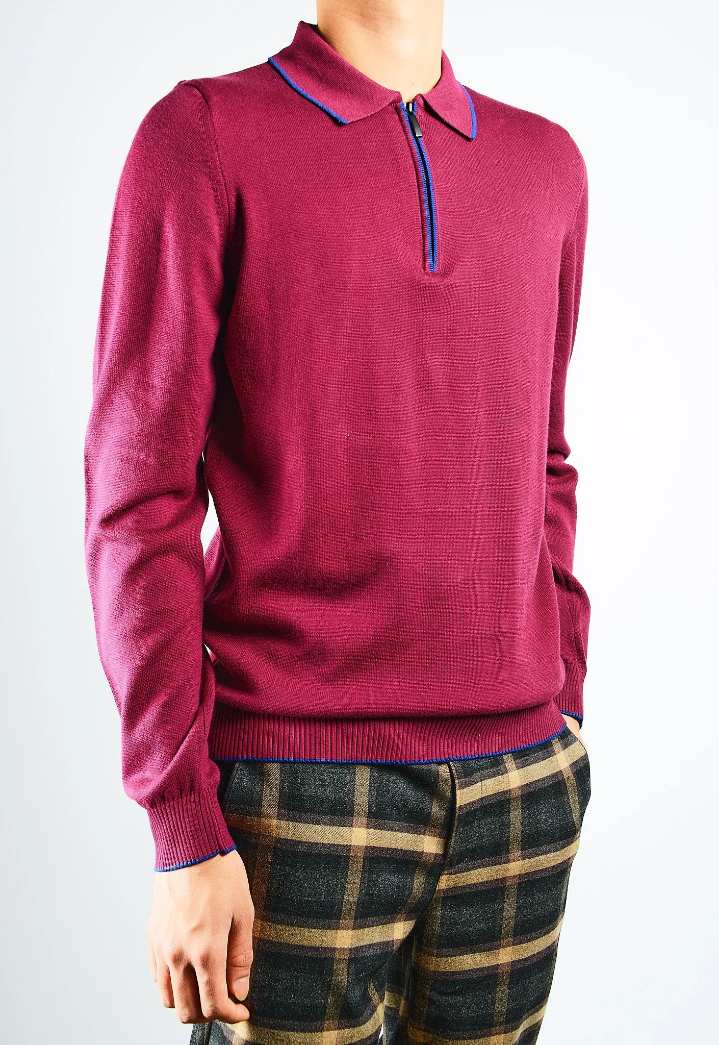 DT Tipped 1/4 Zip Polo Ls