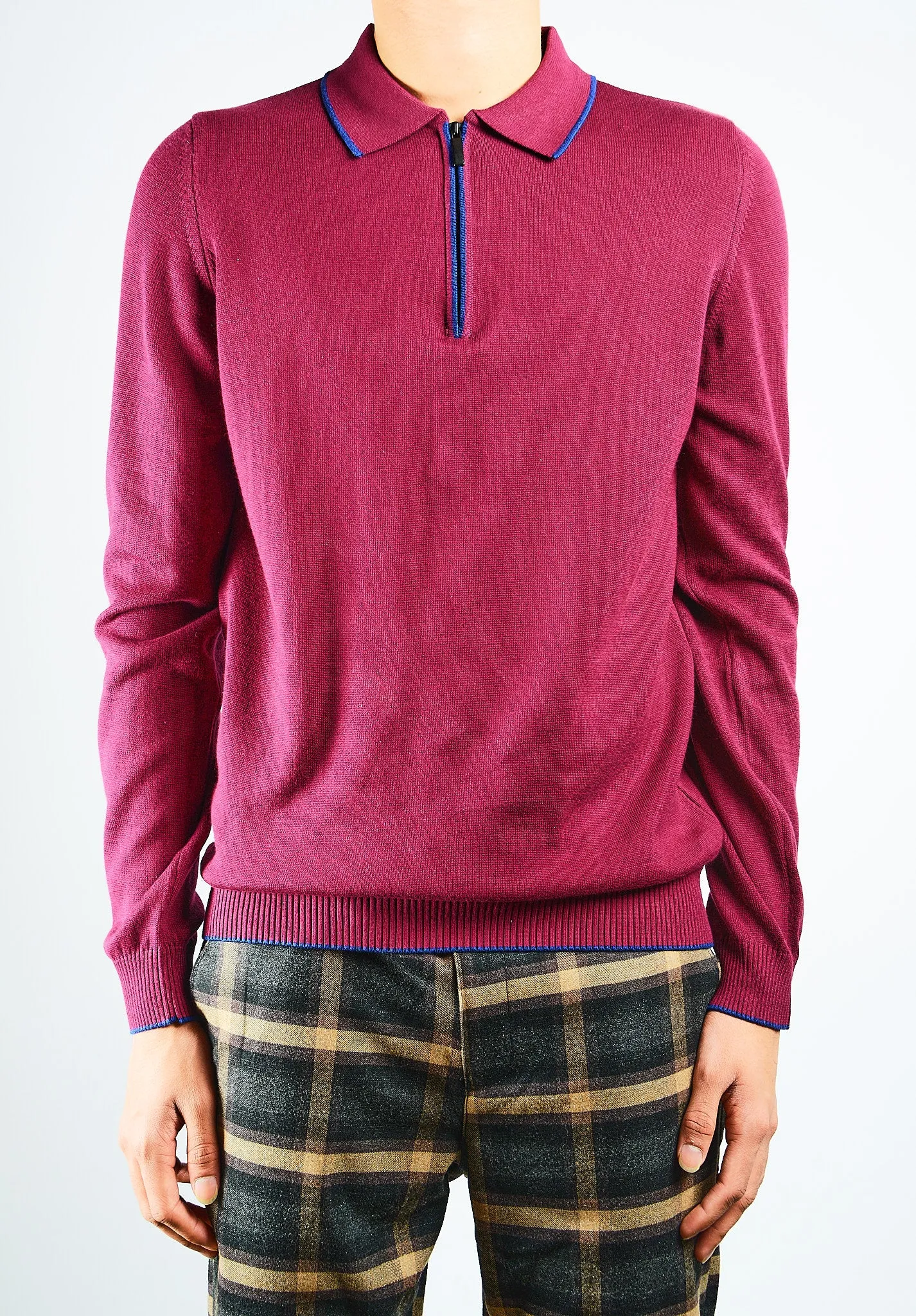 DT Tipped 1/4 Zip Polo Ls