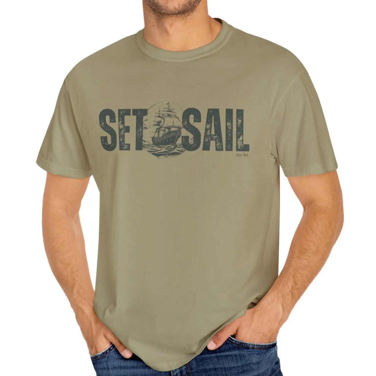 Eddy and Rita Men's Comfort Colors T-Shirt - "Set Sail" Nautical Graphic Tee