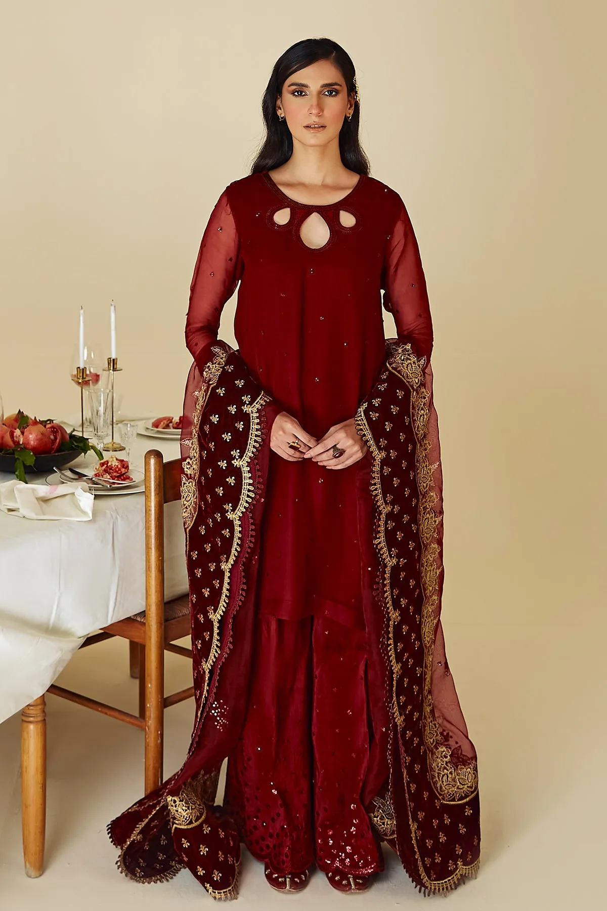 EMBROIDERED CHIFFON UF-258