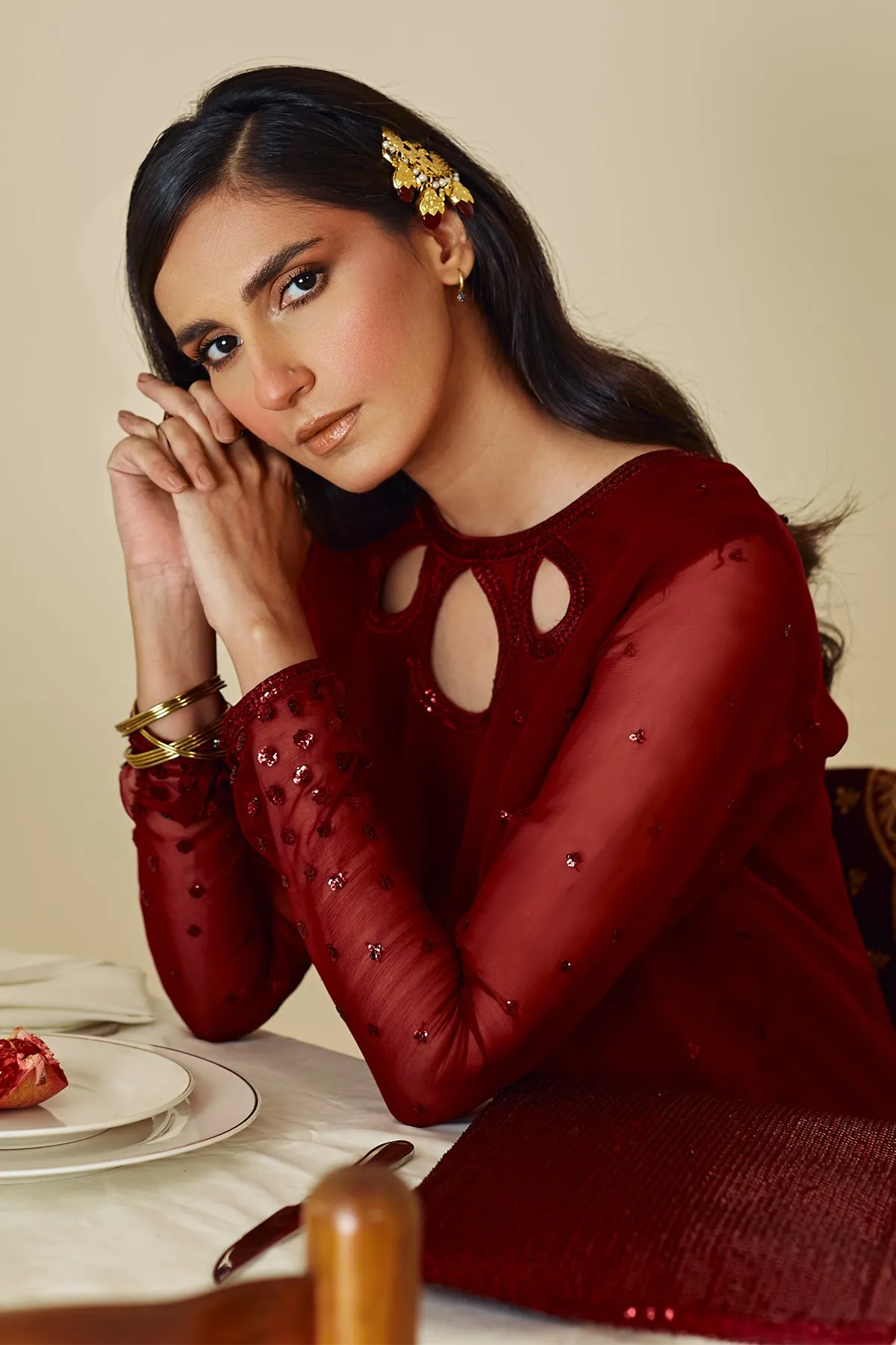 EMBROIDERED CHIFFON UF-258