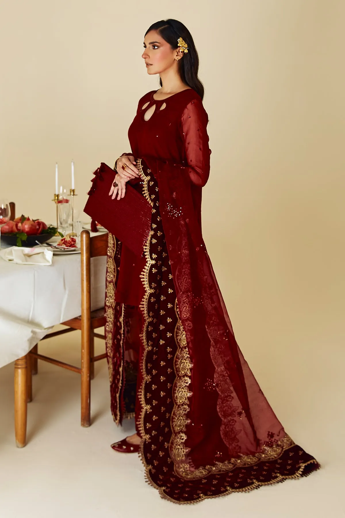 EMBROIDERED CHIFFON UF-258