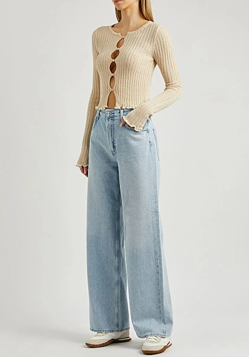 Erica Ribbed Knit Cardi in Sand Dollar