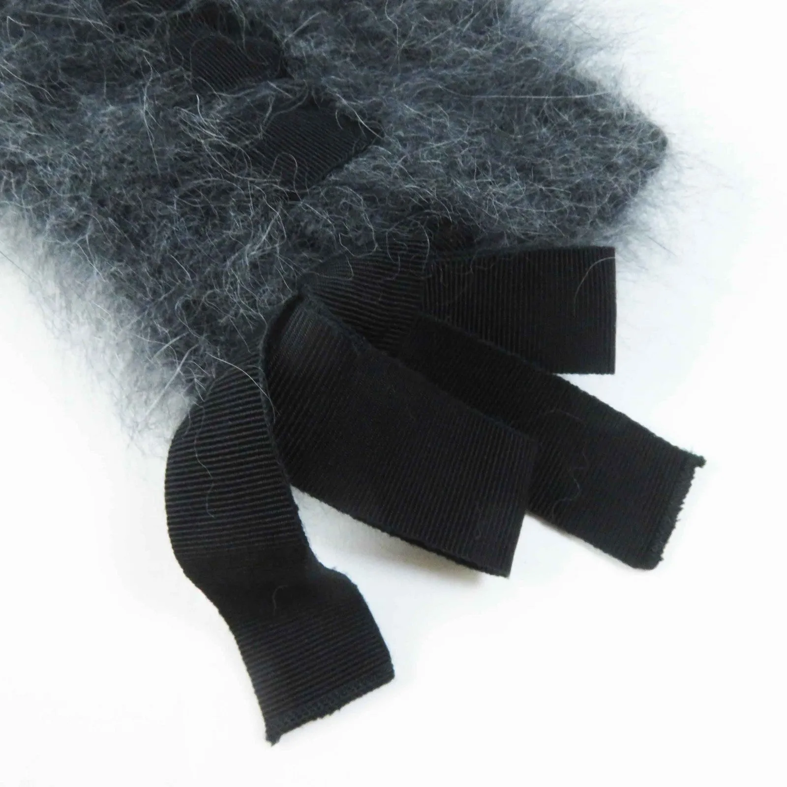Fendi Angola Nylon Ribbon Knit Pullover Charcoal Gray