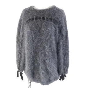 Fendi Angola Nylon Ribbon Knit Pullover Charcoal Gray