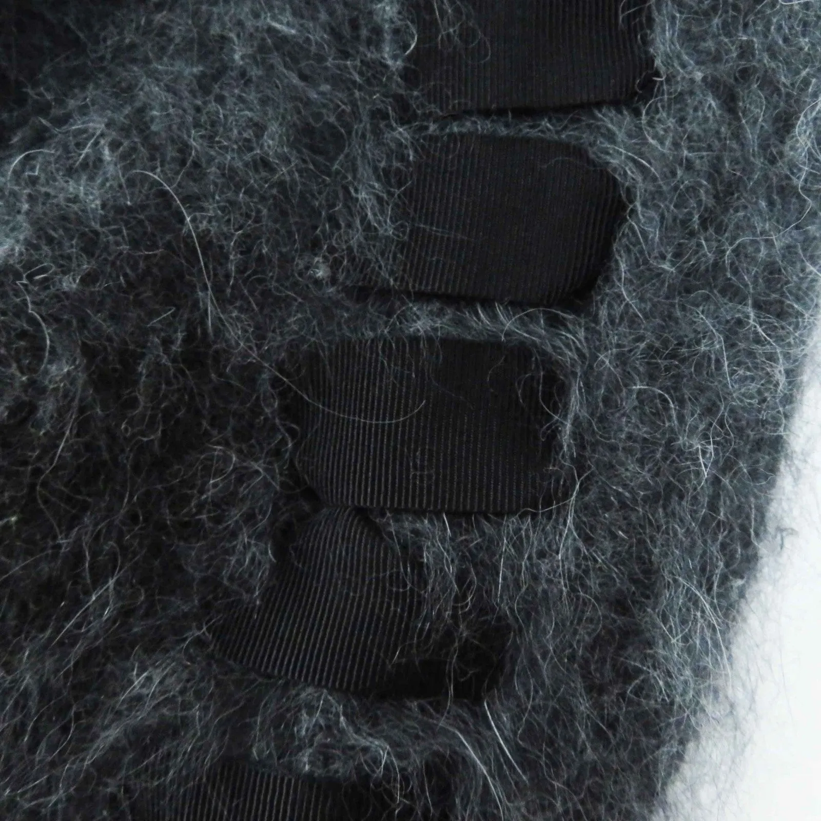 Fendi Angola Nylon Ribbon Knit Pullover Charcoal Gray