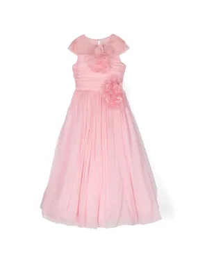 Flower-Embellished Crepe Gown