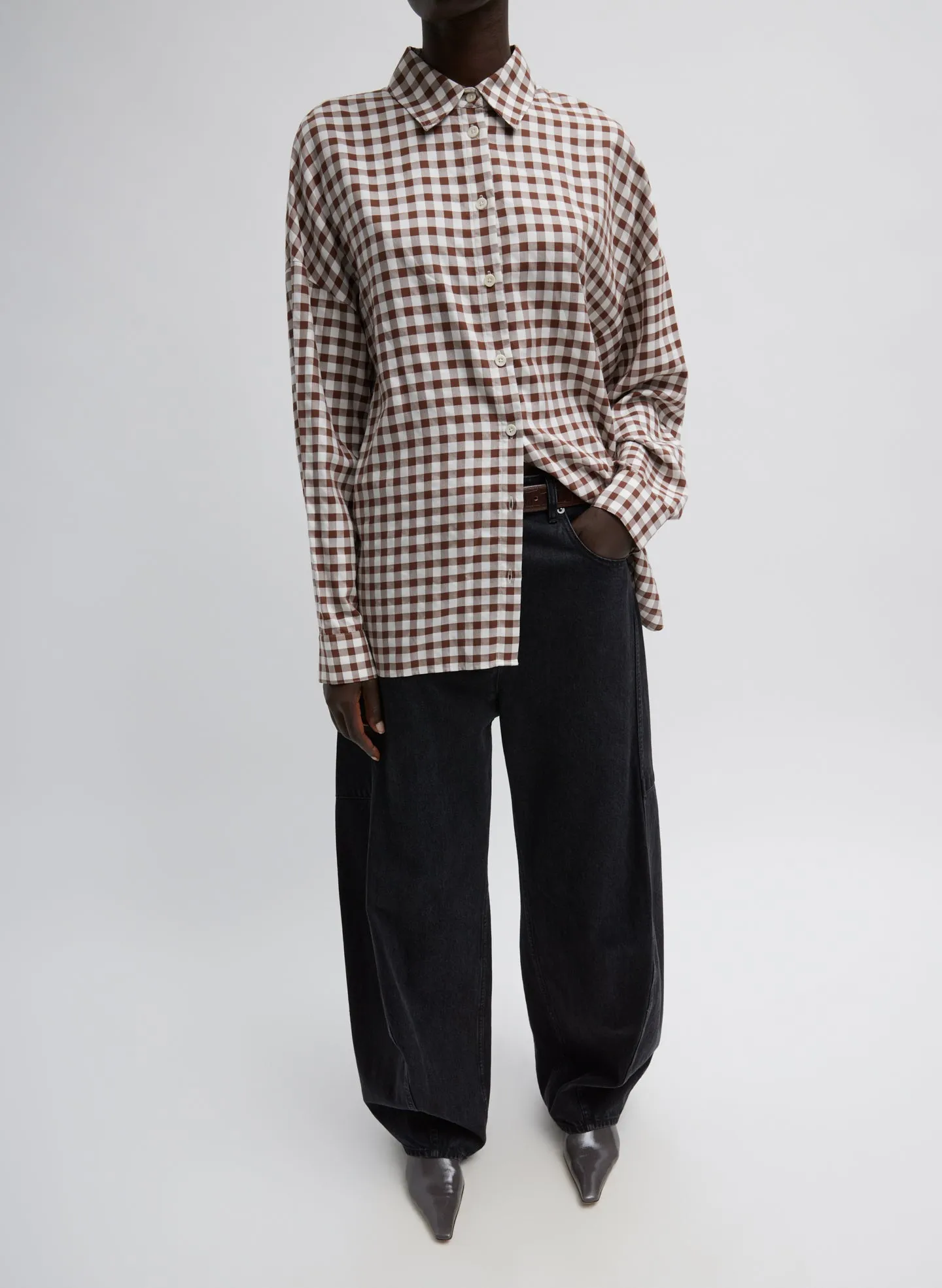 Gingham Drape Oversized Shirt