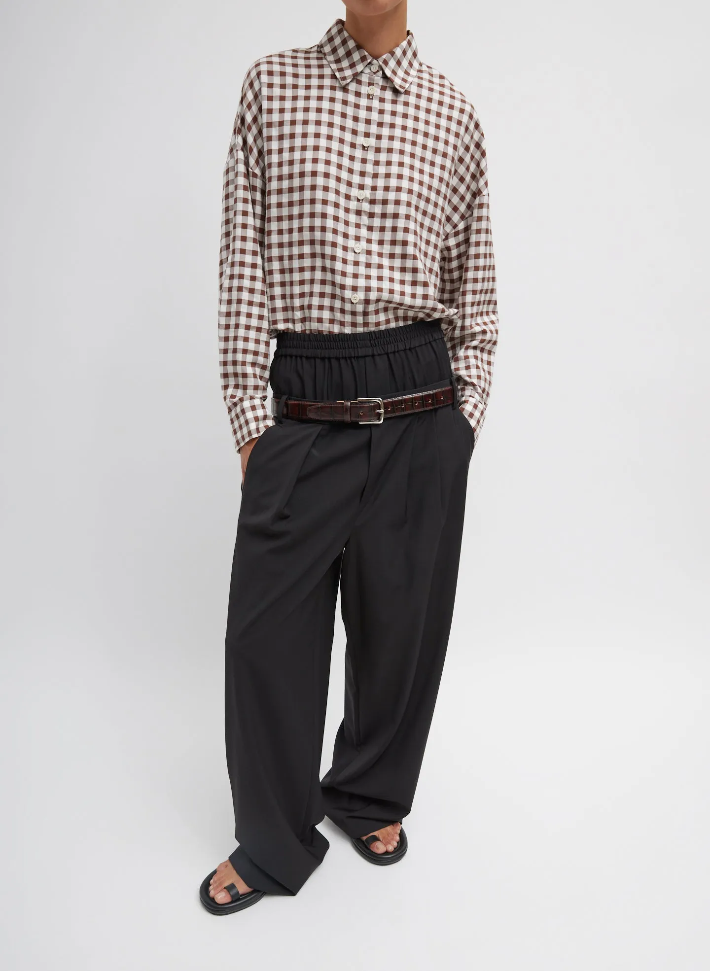 Gingham Drape Oversized Shirt