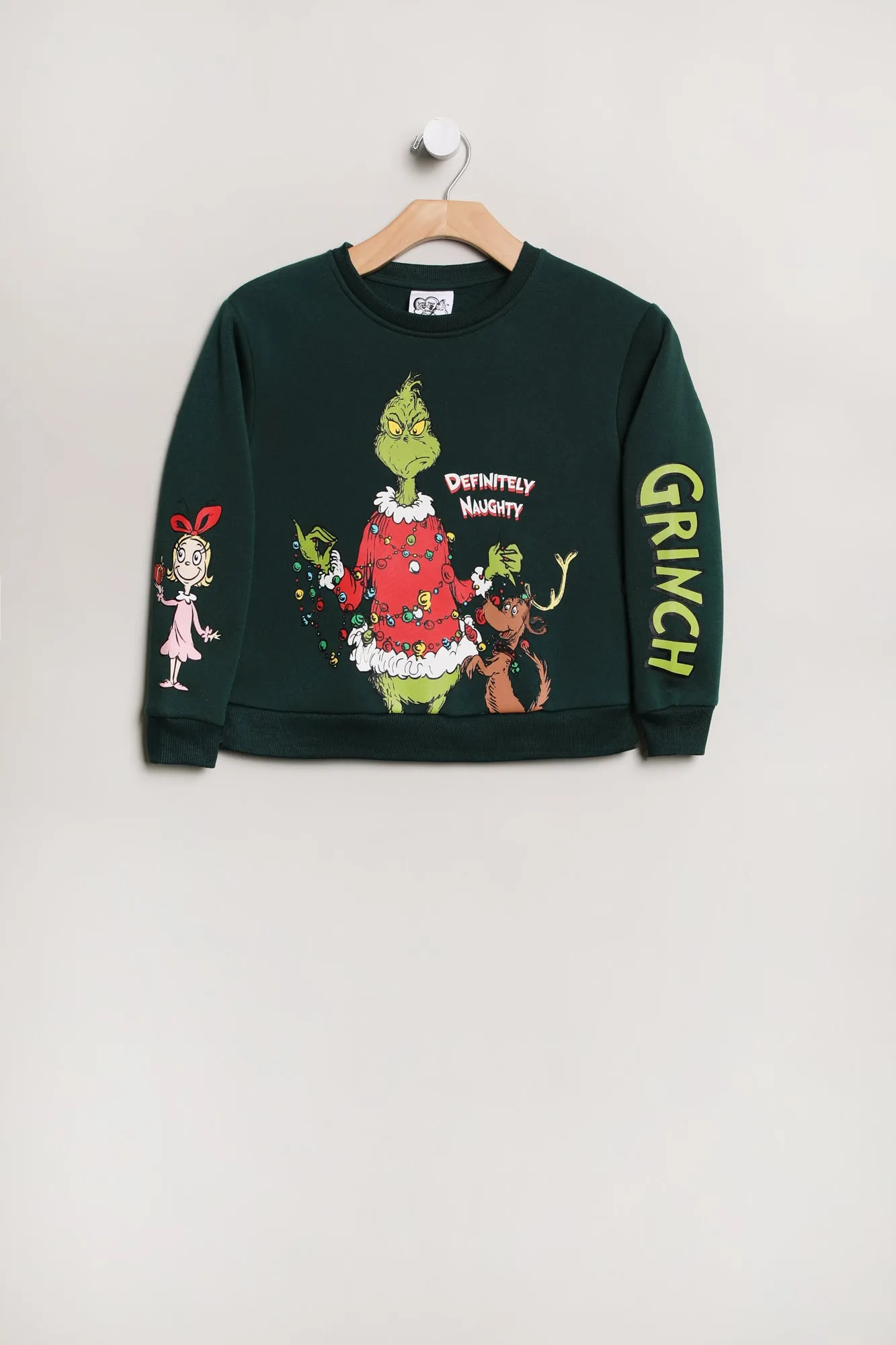 Girls The Grinch Graphic Sweatshirt Featuring Max and Cindy Lou Who, Crew Neck