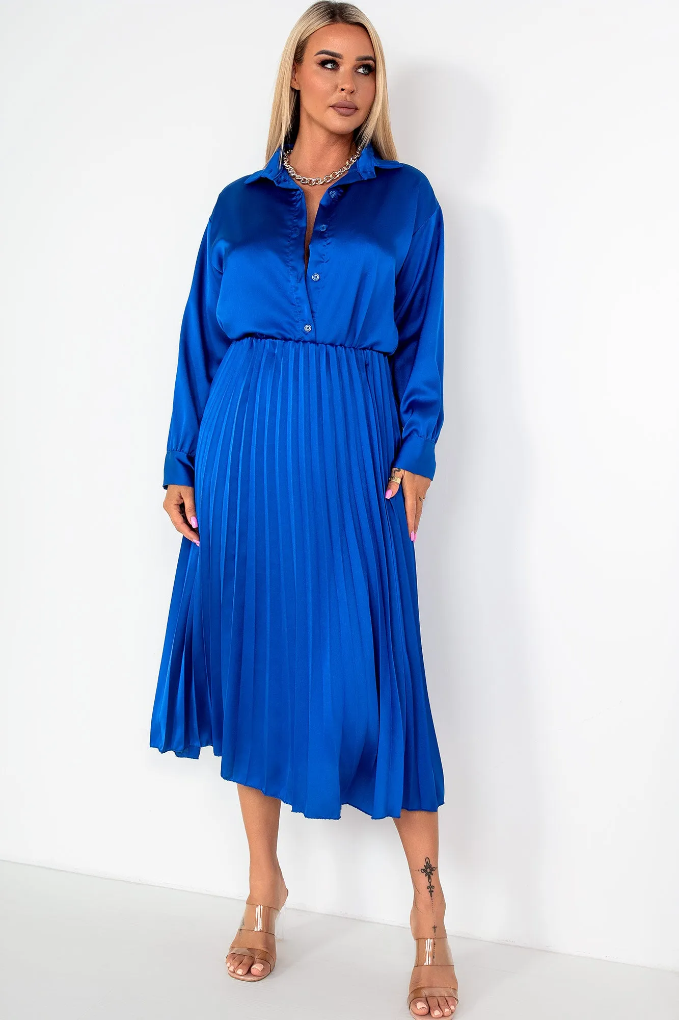 Glinda Royal Blue Satin Co Ord