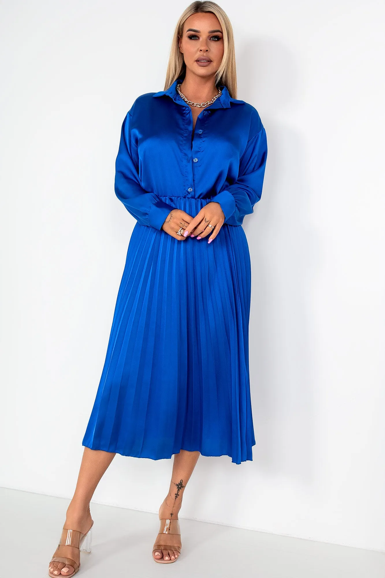 Glinda Royal Blue Satin Co Ord