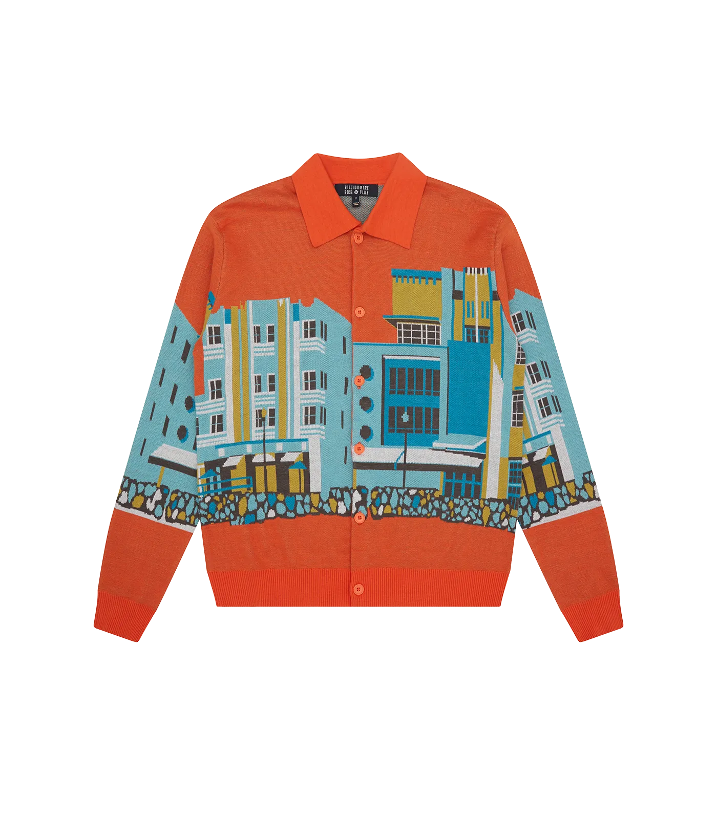 Cozy Orange Knitted Cardigan for Hotel Stays