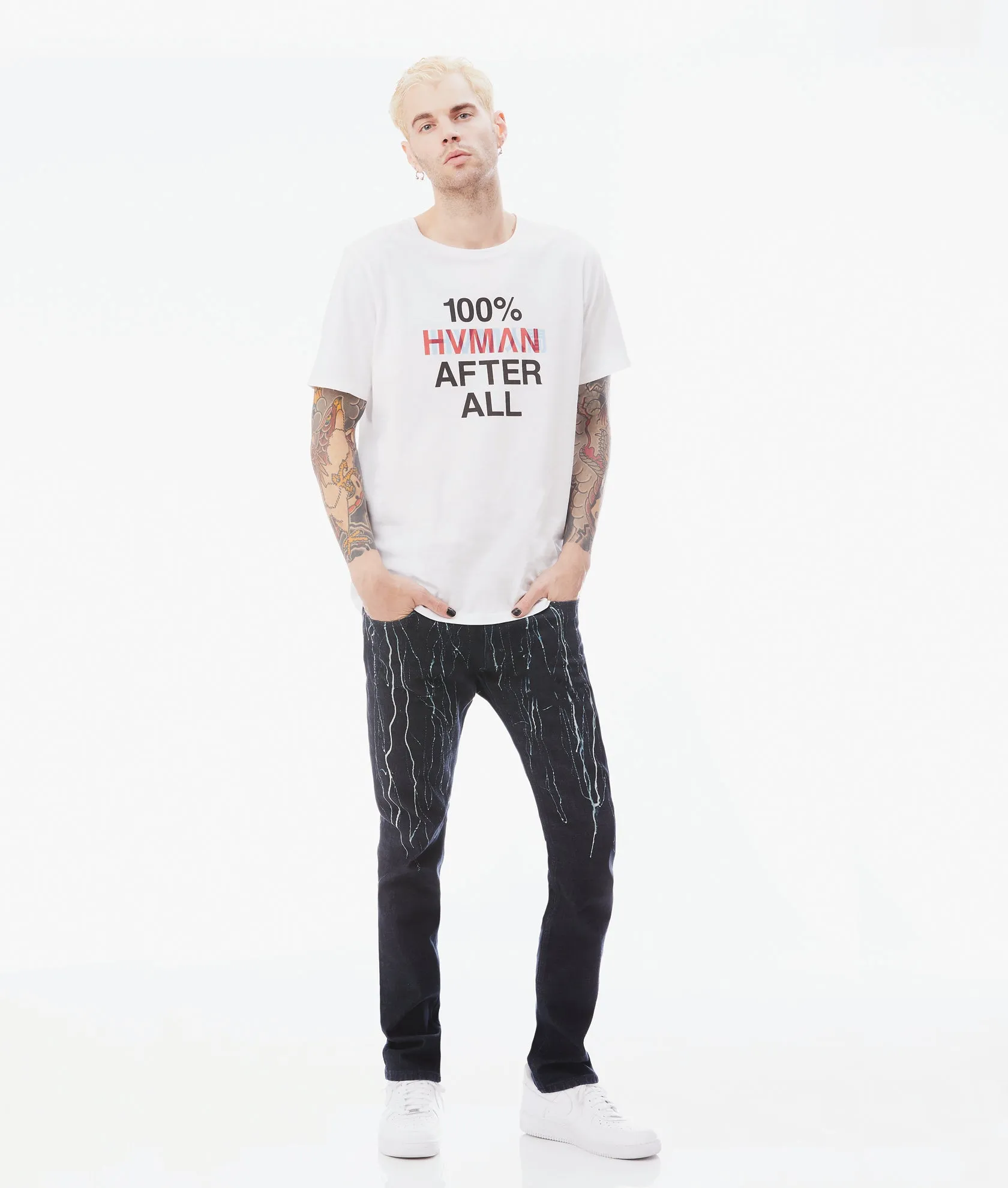 HUMAN AFTER ALL CREW NECK TEE IN WHITE
