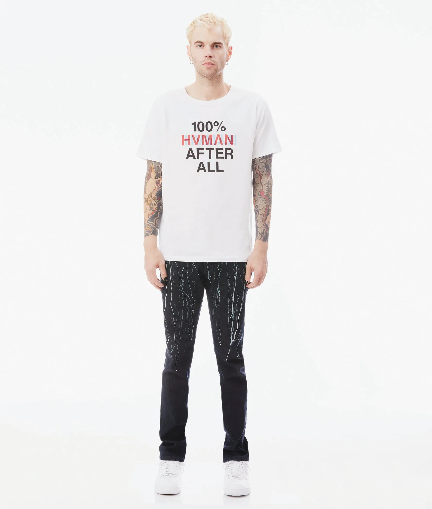 HUMAN AFTER ALL CREW NECK TEE IN WHITE