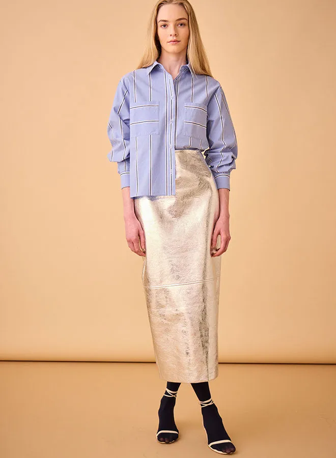 Silver Crinkled Hunter Bell Cameron Skirt