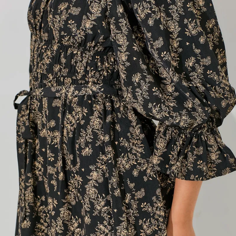 In Full Bloom Elastic Waist Floral Mini Dress