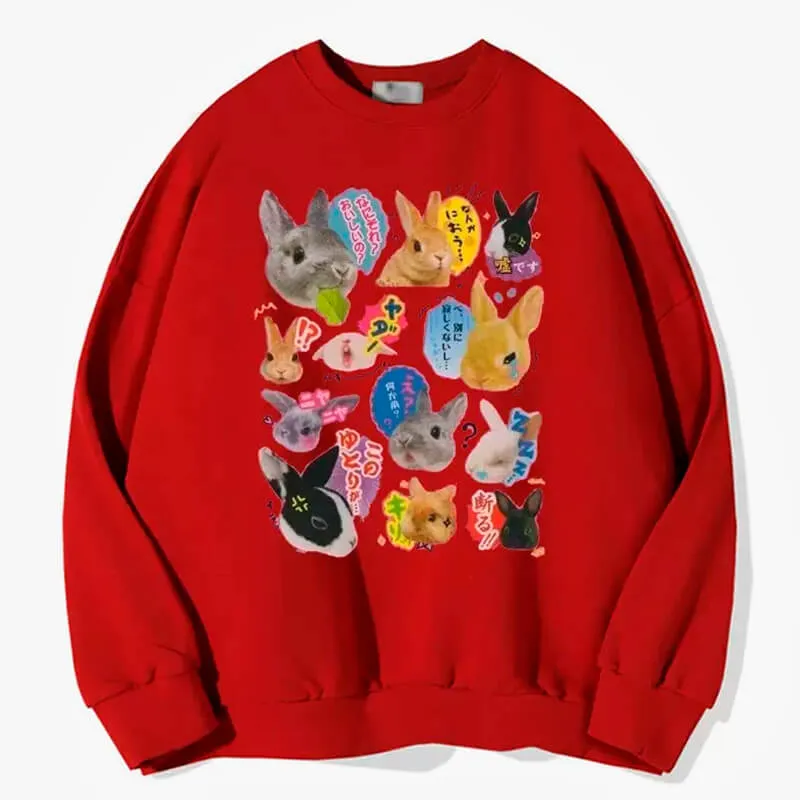 Kawaii Aesthetic Rabbits Collage Sweatshirt