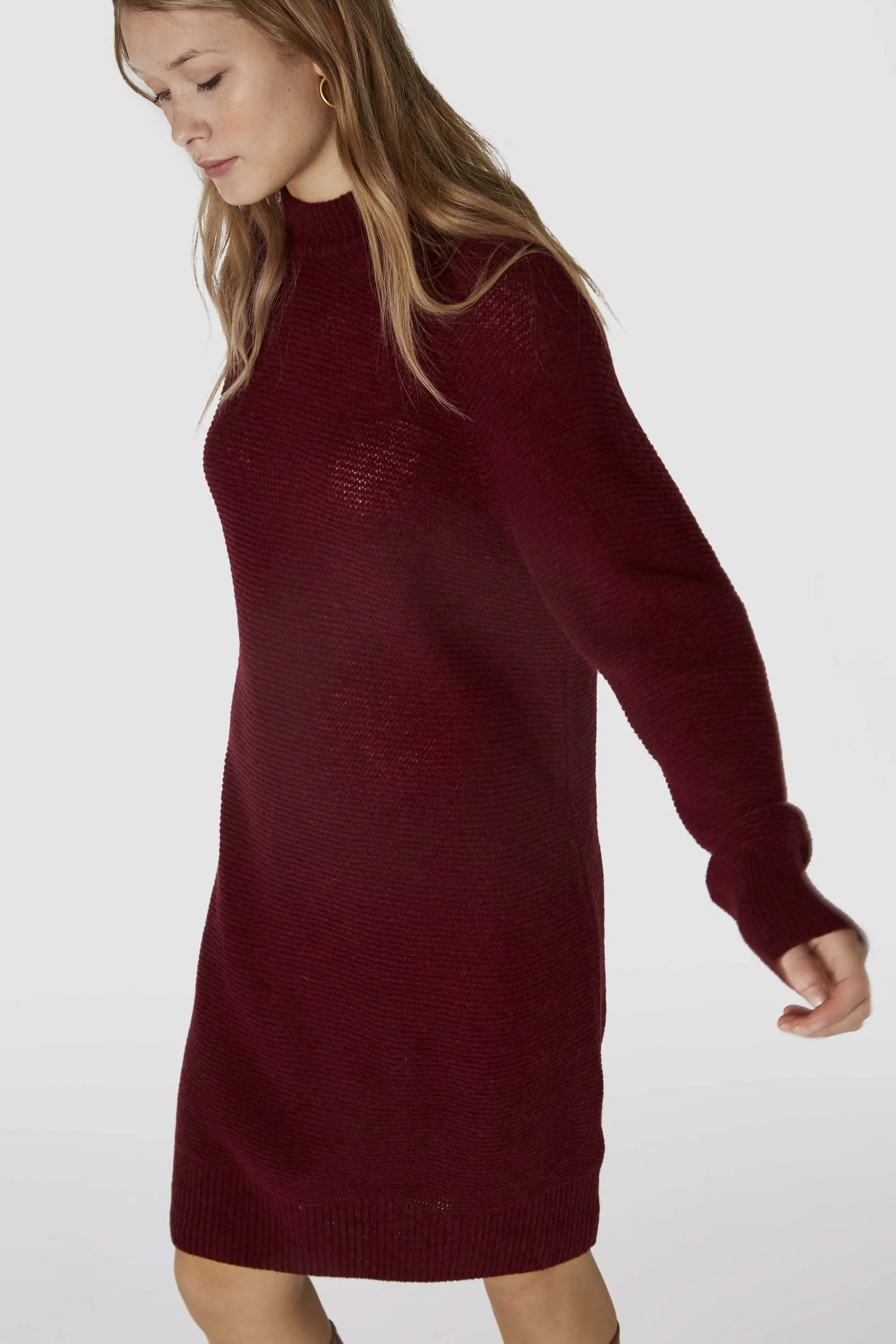 lorraine knitted dress cordovan red