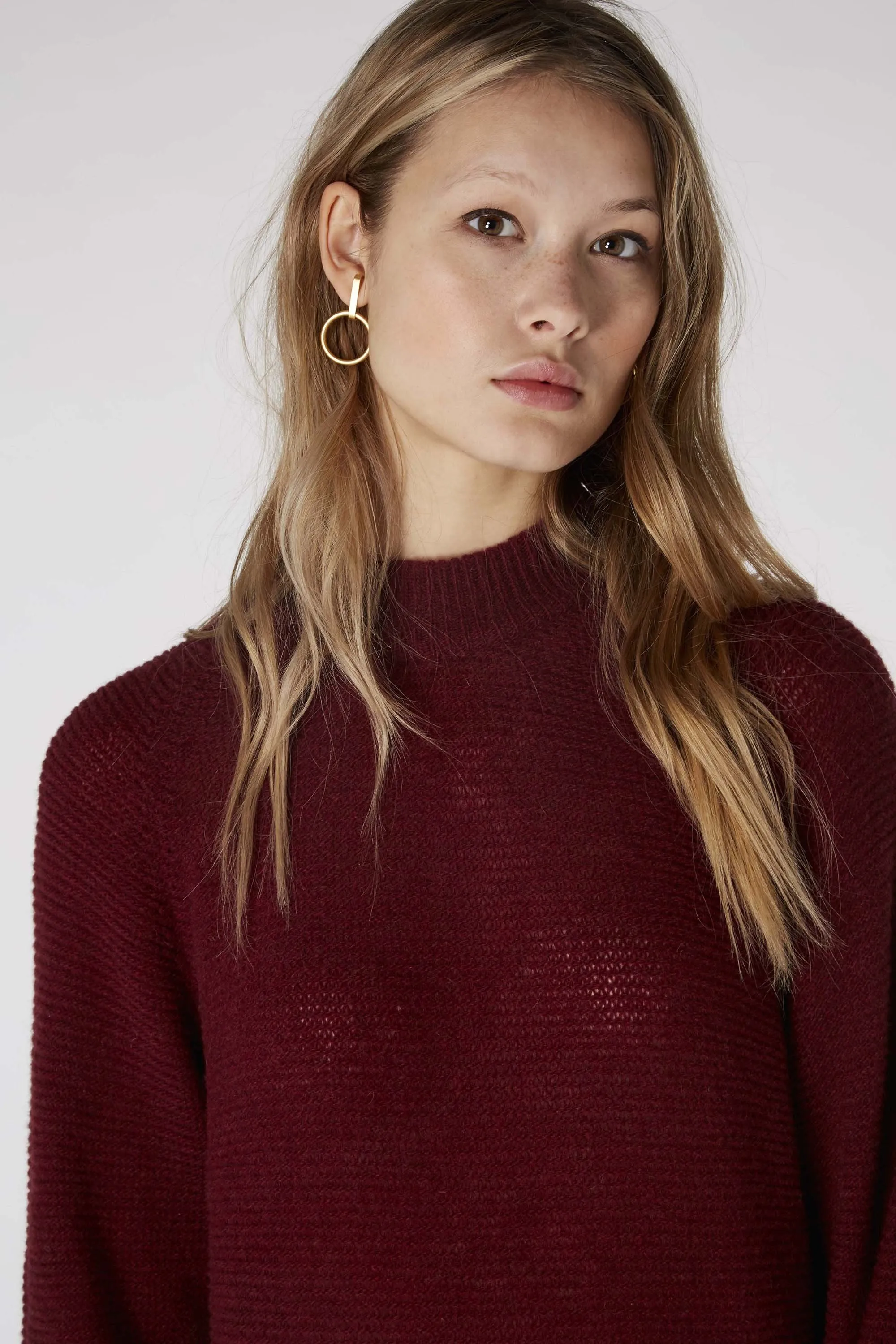 lorraine knitted dress cordovan red