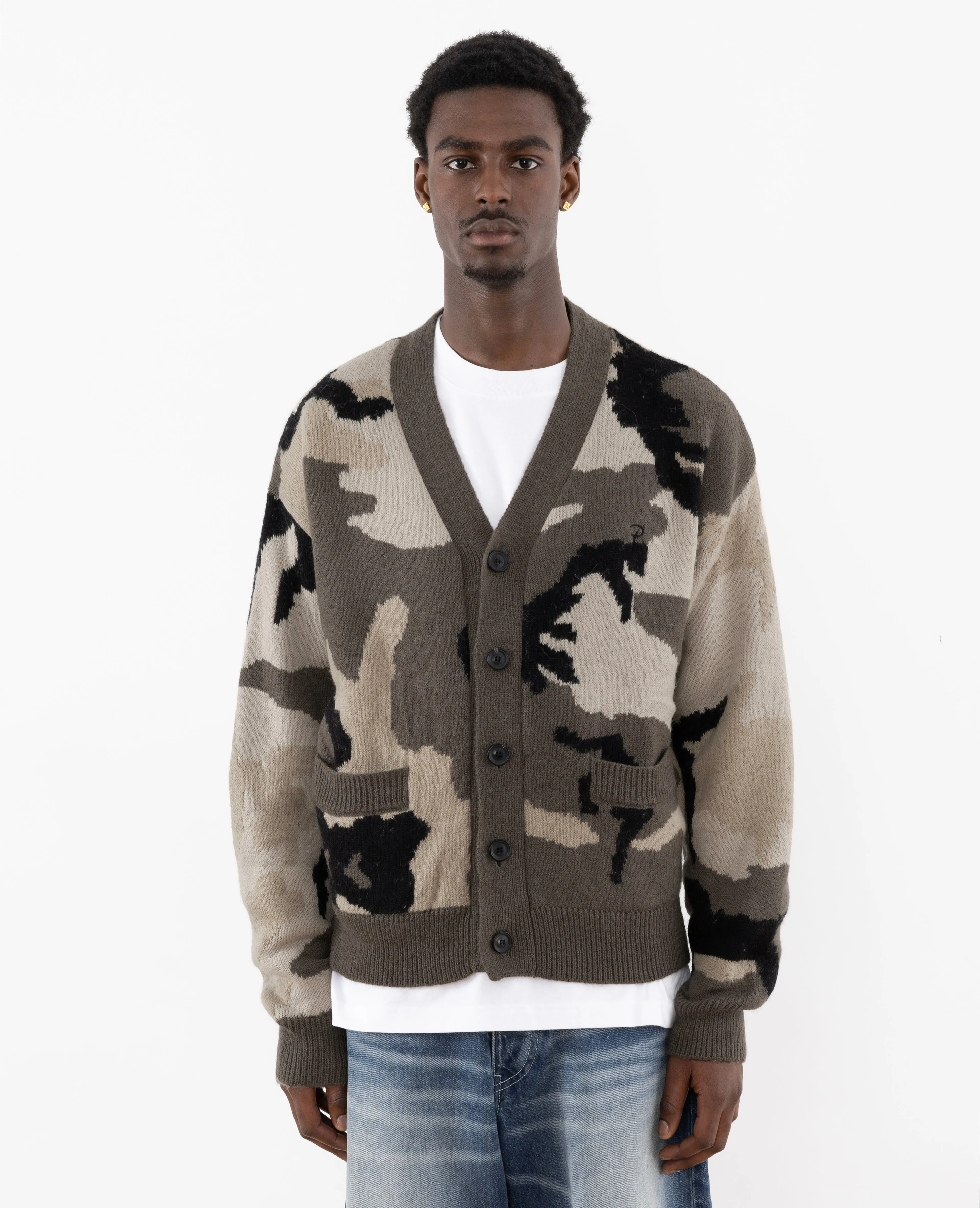 Patta Woodland Camo Knitted Cardigan (Multi/Woodland Camo)