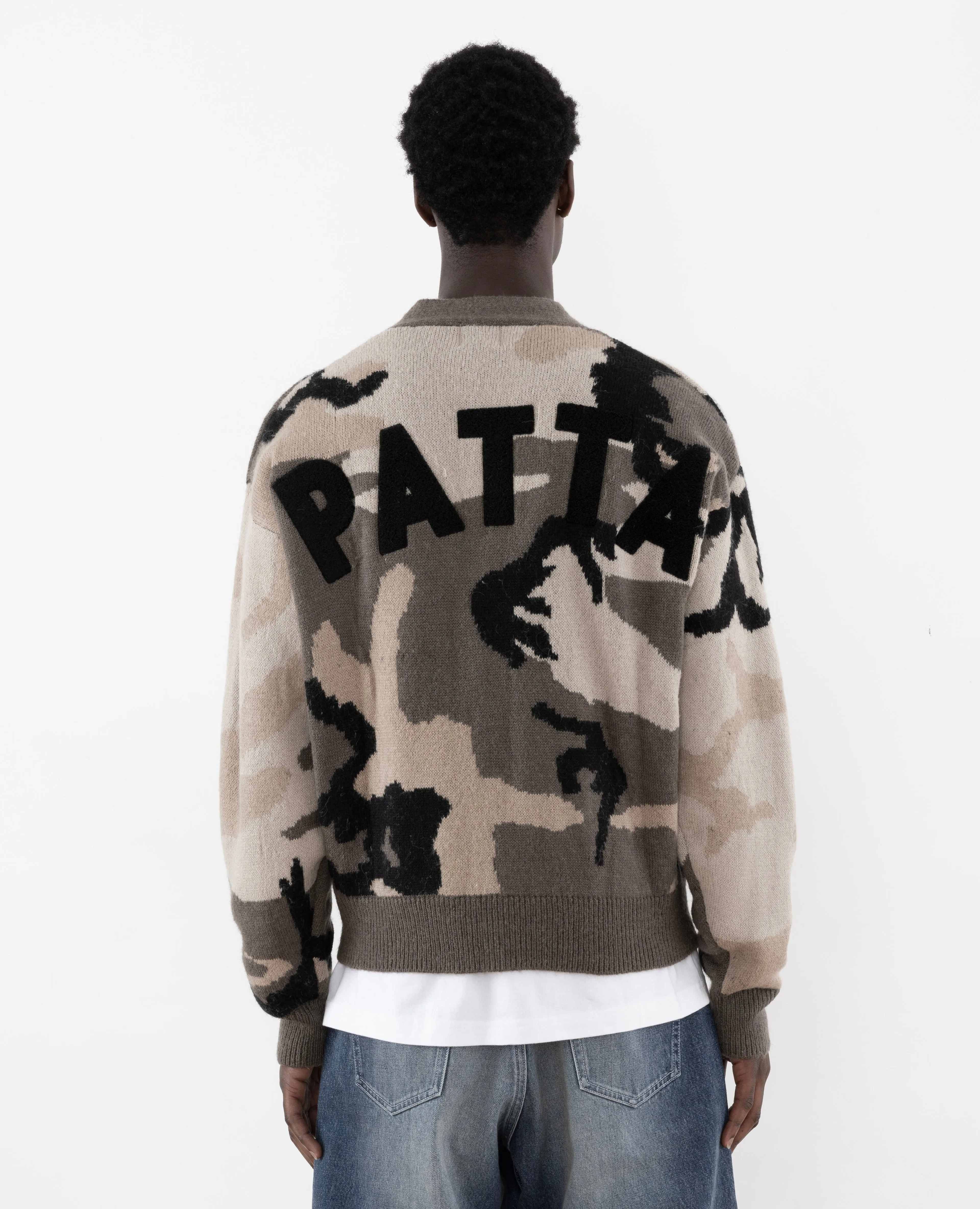 Patta Woodland Camo Knitted Cardigan (Multi/Woodland Camo)