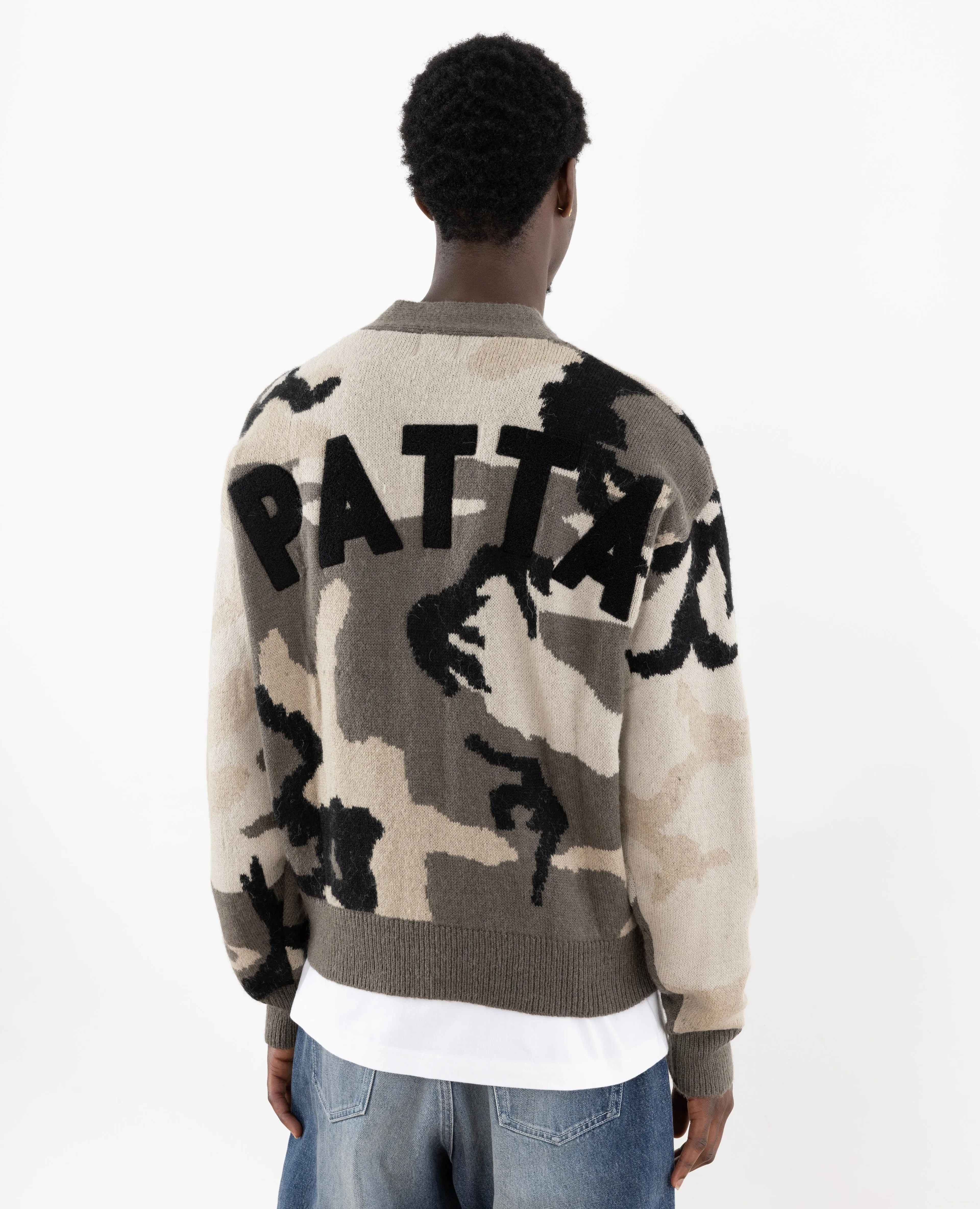 Patta Woodland Camo Knitted Cardigan (Multi/Woodland Camo)