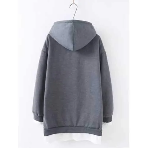 Plus Size Casual Women Fake Two Piece Sweatshirts
