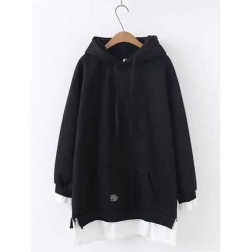 Plus Size Casual Women Fake Two Piece Sweatshirts