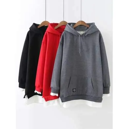 Plus Size Casual Women Fake Two Piece Sweatshirts