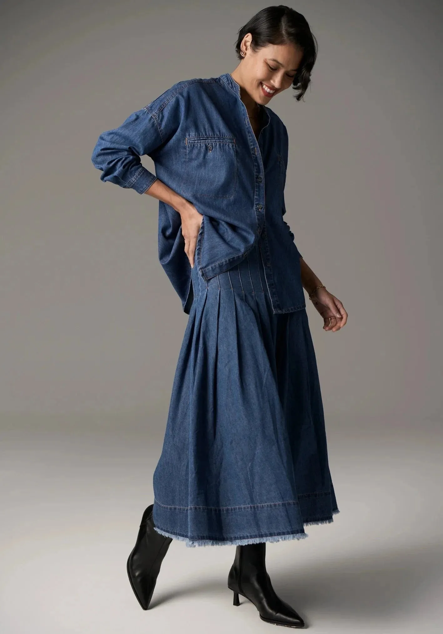 POL Clothing Reece Shirt Denim