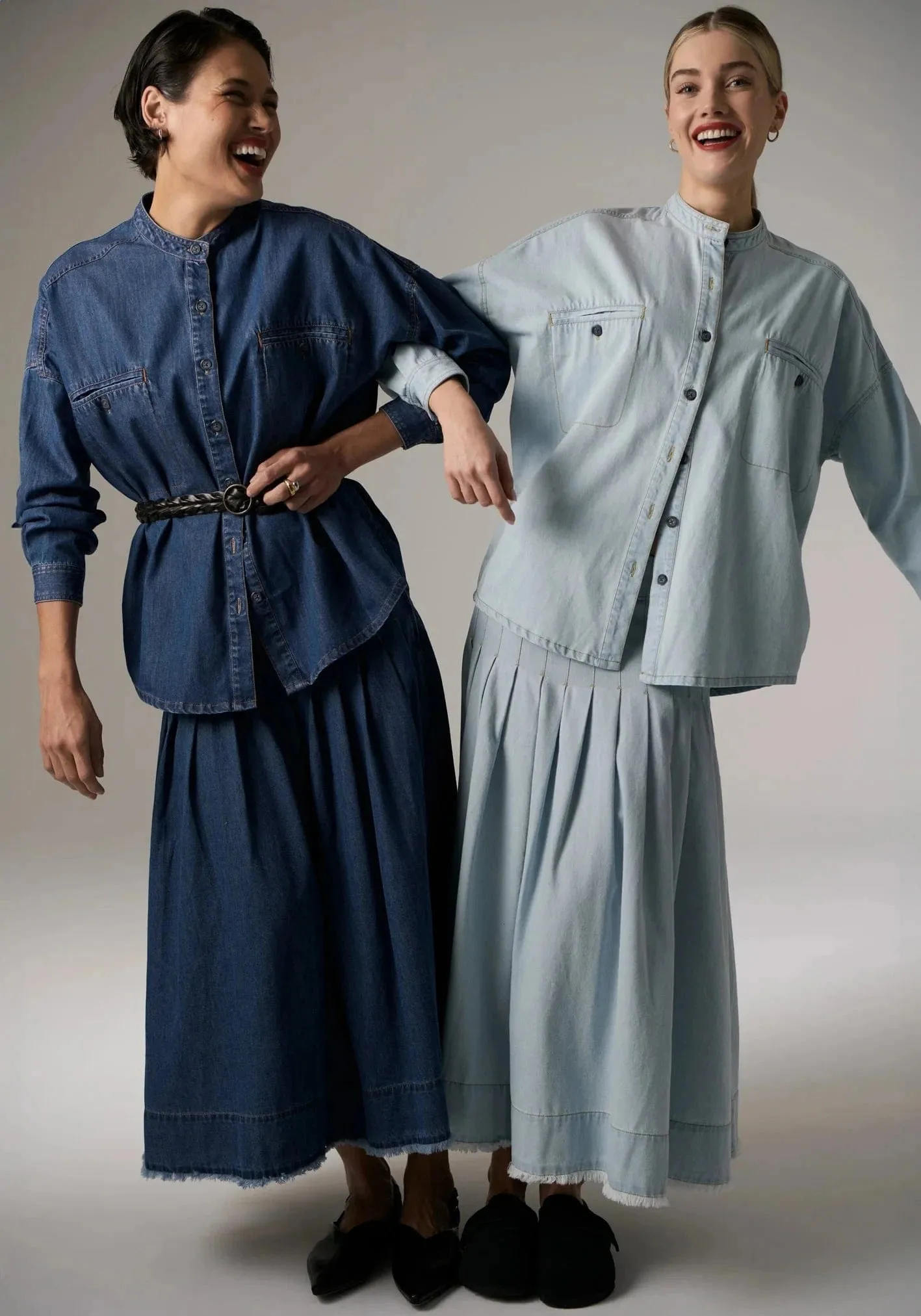 POL Clothing Reece Shirt Denim