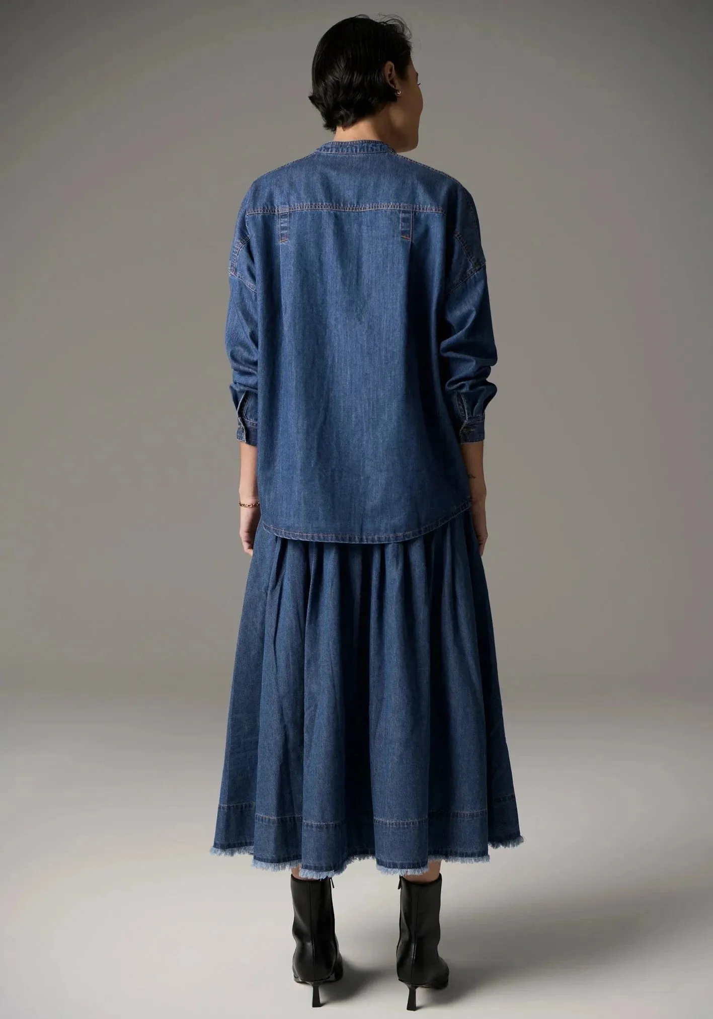 POL Clothing Reece Shirt Denim