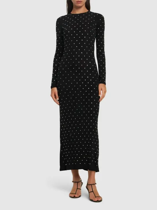 Rabanne   Embellished solid jersey long dress 