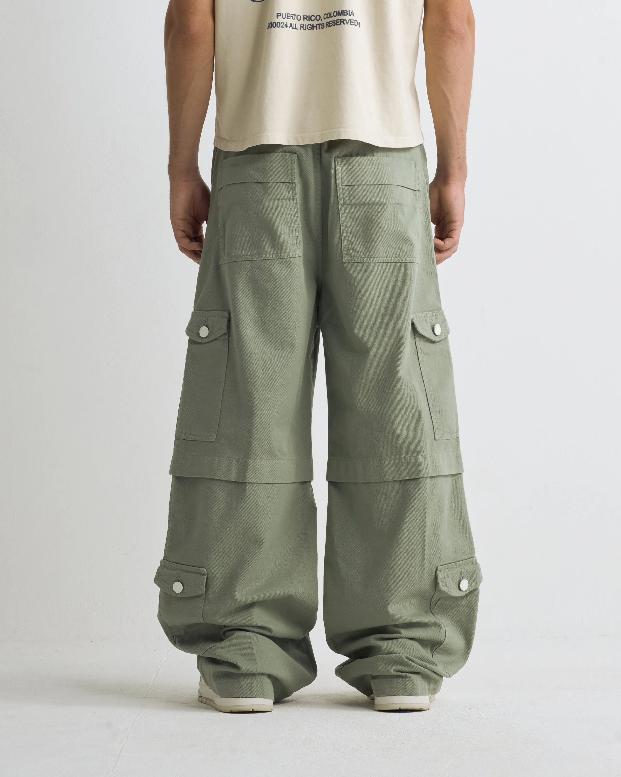 Green Riviera Wide-Leg Cargo Pants