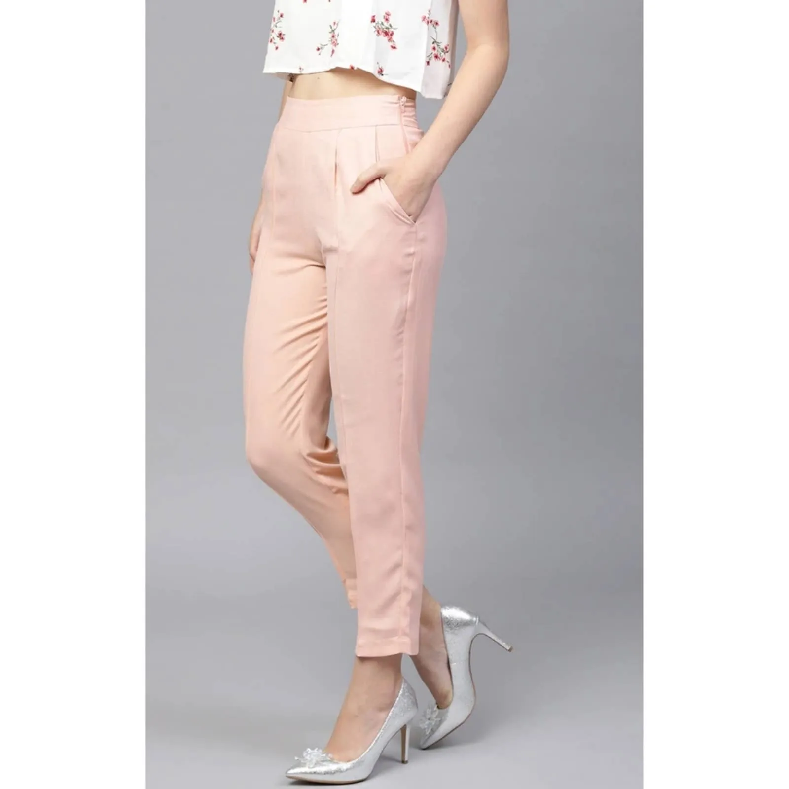 Sassafras Pink Tapered Trouser Ankle Pants Large