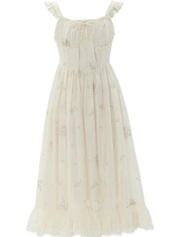 Shoulder Ruffled Ruffled Floral Lace Dress Print Jacket Romantic