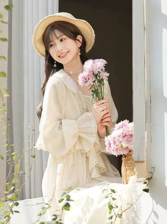 Shoulder Ruffled Ruffled Floral Lace Dress Print Jacket Romantic