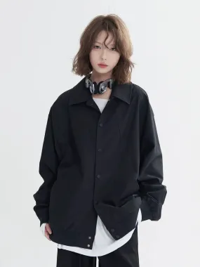 Solid Collar Lapel Casual Shirt