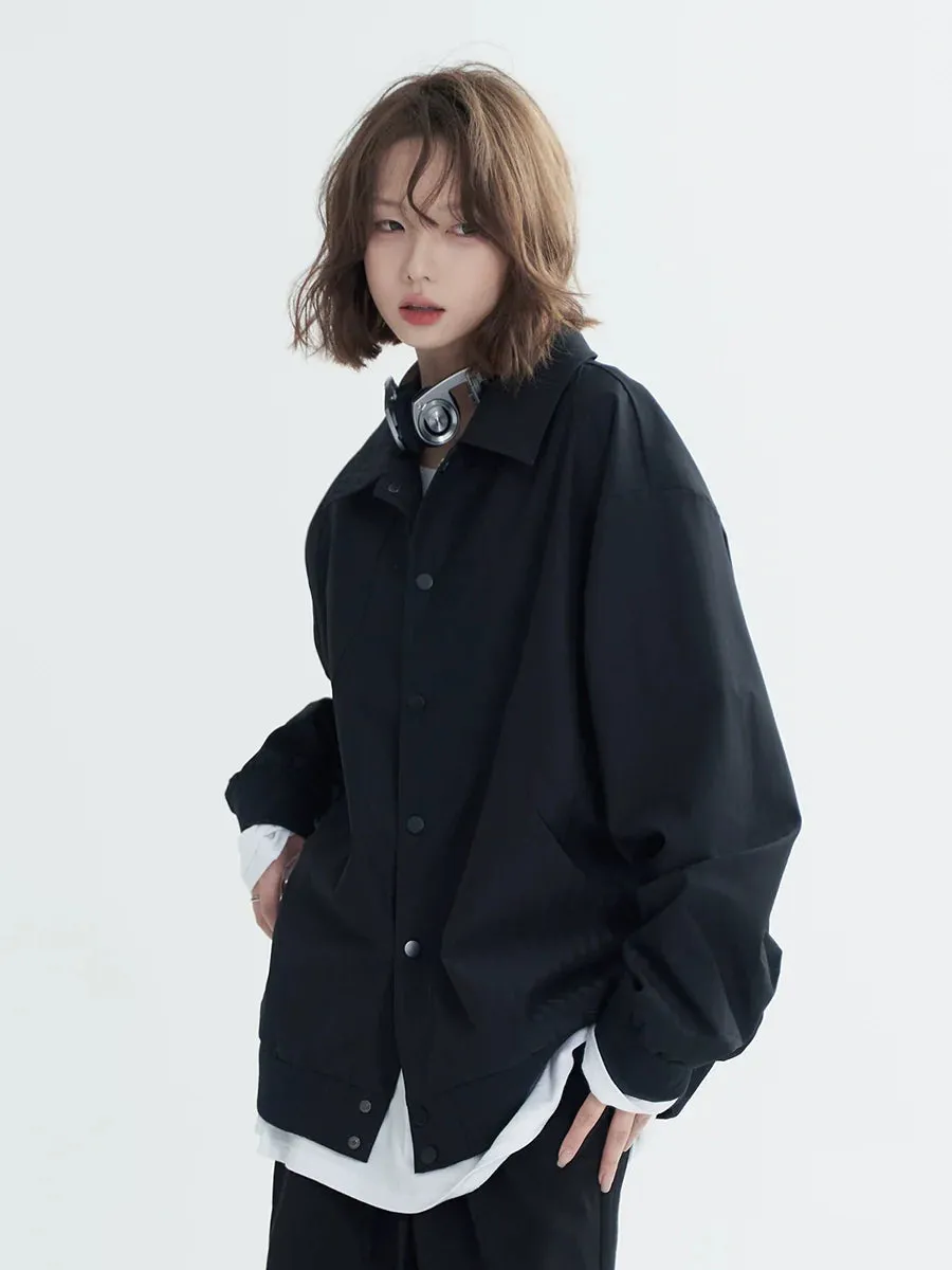 Solid Collar Lapel Casual Shirt