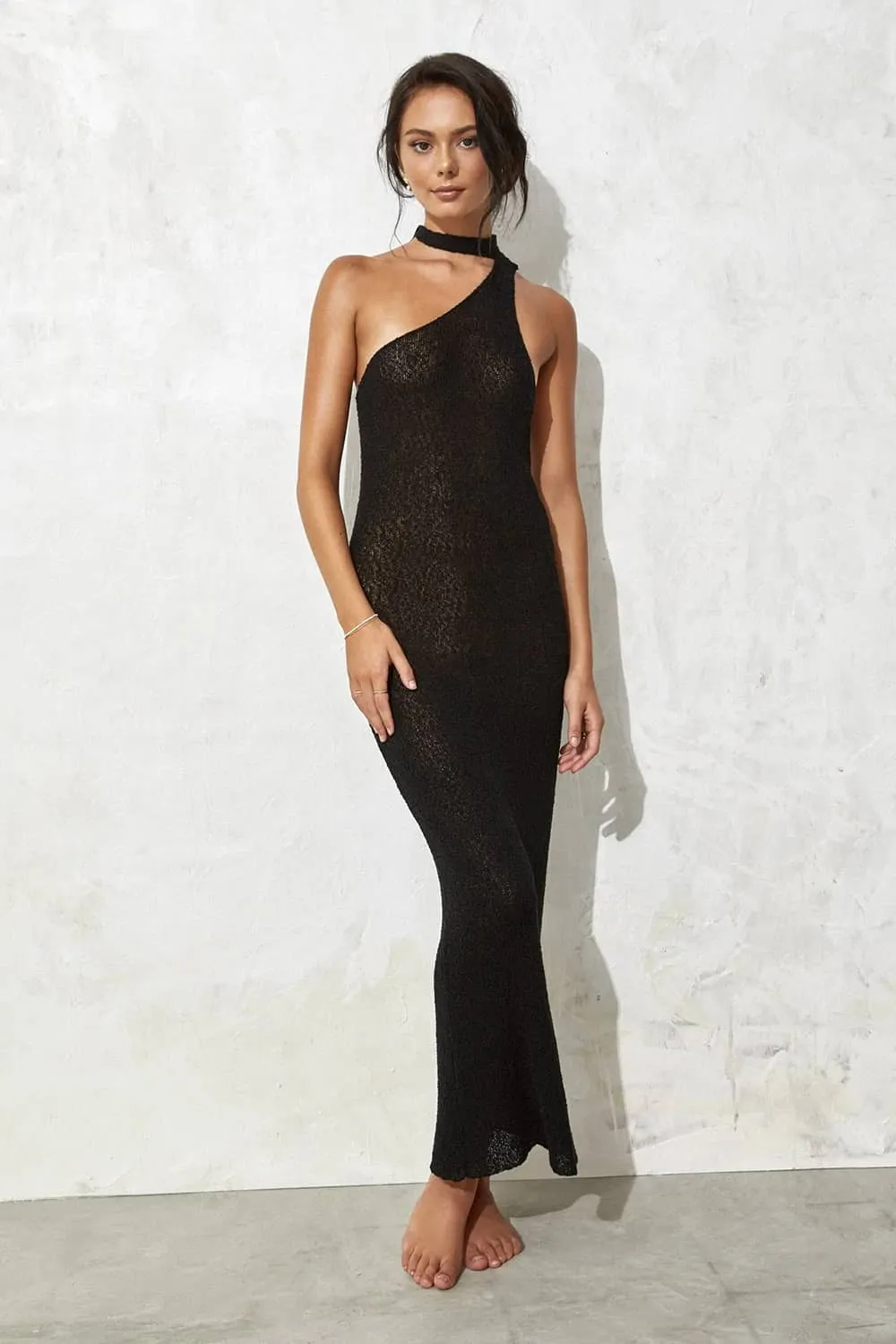 Solid Color Slim Fit Halter Neck Sleeveless Knit Dress