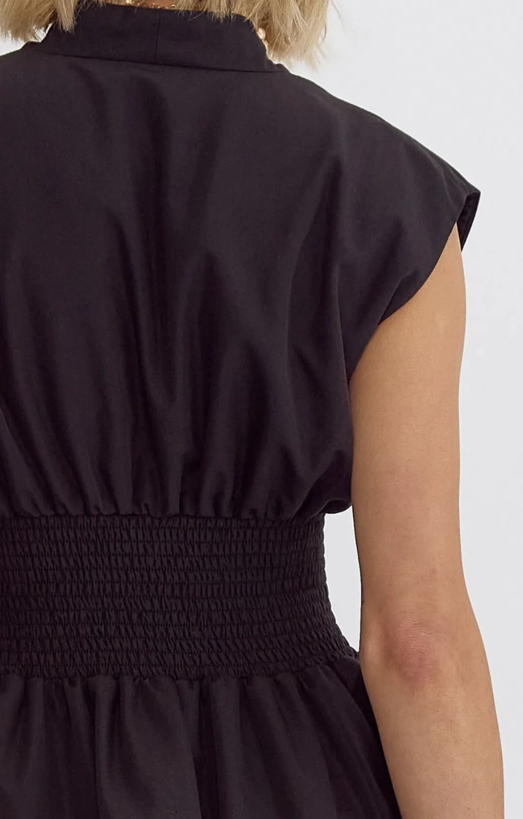 Solid V-Neck Sleeveless Midi Dress
