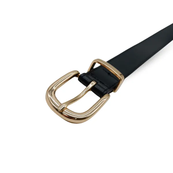 Addison Road South Beach Womens Belt - Genuine Black Leather with Gold Buckle