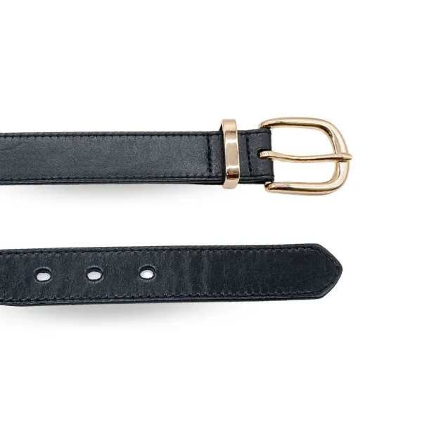 Addison Road South Beach Womens Belt - Genuine Black Leather with Gold Buckle